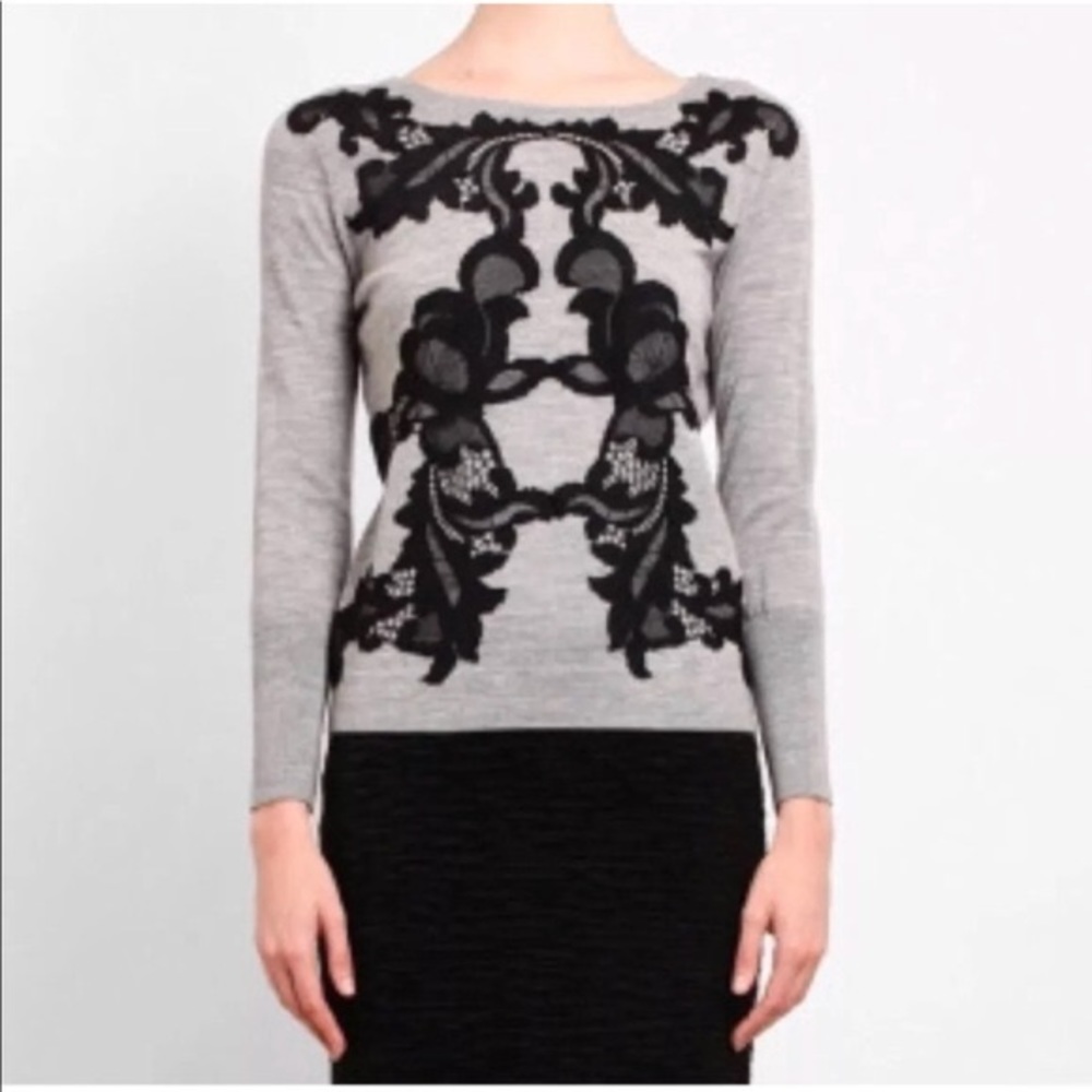 Diane von Furstenberg Wool Lace Detail Shara Sweater Size S